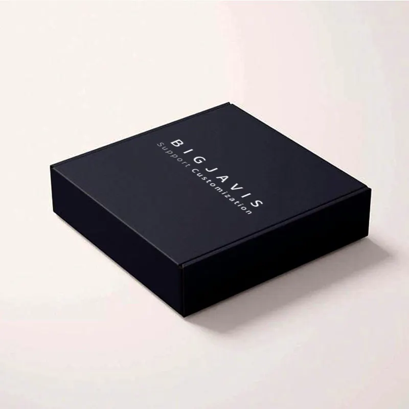 Customized logo matte black shipping corrugated jewelry paper boxes wig clothes gift paper mailer box