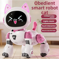 Robot Chat Intelligent en ABS, Jouet pour Enfants Filles de 3 à 6 Ans avec Commande Vocale, Interaction Tactile, Programmation et USB