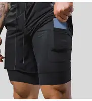 Pantalones cortos deportivos de poliéster para hombre, ropa deportiva para correr, gimnasio, con bolsillos para teléfono, 2022
