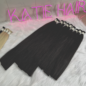 Extensiones de cabello humano natural liso vietnamita, color personalizado, 100% cutícula alineada, natural, virgen, a granel - Product Image 2