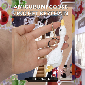 Cute Animal Soft Yarn Crochet <b>Keychain</b> Funny White Goose Amigurumi Knitted Toy for Couples Pendant - Product Image 2