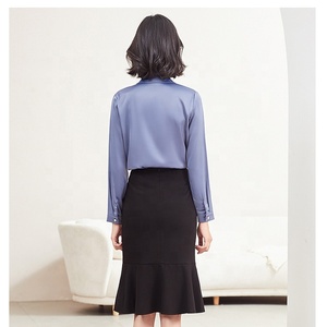 Blusa de Gasa de Alta Gama con Cuello Alto, Estilo Básico, Sólida, Combinable con Todo, para Mujer, Trajes de Negocios, Blusa Formal de Oficina - Product Image 5