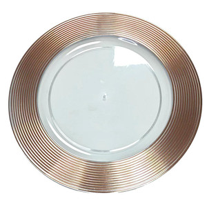 Platos Transparentes Redondos con Rayas Doradas y Plateadas de 13 Pulgadas para Decoración de Bodas y Fiestas en el Hogar - Product Image 6