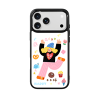 Coque de téléphone AG Feeling Black Edge avec motif fille joyeuse doré pour iPhone 17, 17 Pro Max, 16 Pro, 15, 15 Pro Max – Coque magnétique