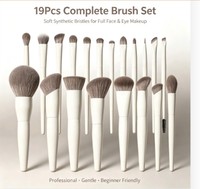 DailyQueen Ensemble de 19 pinceaux de maquillage en bois blanc de luxe, poils synthétiques ultra doux, professionnels pour le visage, les yeux et le correcteur