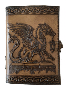 สมุดไดอารี่เล่มเปล่าขนาด7x5นิ้วสมุดไดอารี่ปกหนังมังกรโบราณแบบผูกเกลียวถ่านสี - Product Image 1