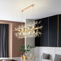 Lustre en cristal pissenlit de luxe nordique PM, lampe suspendue moderne pour chambre à coucher, comptoir de bar, lampe décorative longue pour table à manger