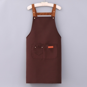 <strong>Custom</strong> logo Best Polyester Cotton Fabric Canvas <strong>Bib</strong> Breathable Brown <strong>Adult</strong> Apron With Pockets - Product Image 1