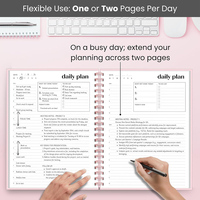 Agenda Prolead 2024 con Impresión de Logotipo Personalizado, Papel Ecológico, Tapa Dura Espiral A5, con Detalles en Dorado Rosa, Planificador Mensual y Semanal