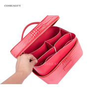 Pochette de voyage en cuir PU à motif crocodile, boîte à cosmétiques, trousse de maquillage, organiseur de vernis à ongles, sac de maquillage