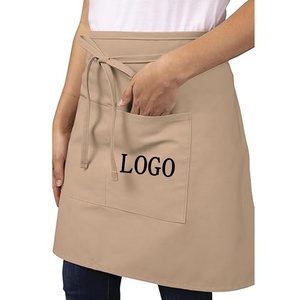 Grembiule da <span class=keywords><strong>Chef</strong></span> Unisex in Cotone con Logo Personalizzato, Grembiule Lungo da Cameriere con 2 Tasche - Product Image 1