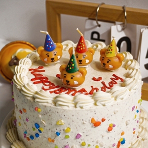 Candela in Paraffina a Forma di Orsetto, Decorazione per Torte, Simpatica Testa di Orso Cartone Animato per Feste di Bambini, Ringraziamento, Celebrazioni di Laurea - Product Image 3