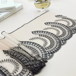 Dentelle en tulle nude douce de haute qualité 2024, broderie, bordure en dentelle, fleurs noires, dentelle pour la fabrication de lingerie féminine - Product Image 4