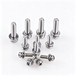 Small Cheese Head Combination <b>Screw</b> with Plain & Spring Washer Nickel Metric M3 Coarse Thread Class 8.8 - Product Image 6