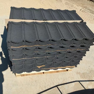 Material de construcción en Nigeria Azulejo de techo de metal 0,40mm Gague Techo recubierto de piedra negra verde - Product Image 6