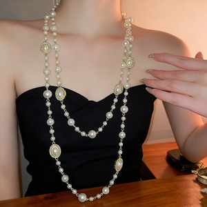 Pearl Necklace Multi Layer AAA Grade Bezel Setting Elegant Everyday Wear - Product Image 1