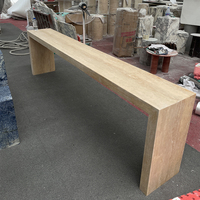 Table console en travertin beige naturel EA, table d'entrée minimaliste de luxe, table de pont moderne en pierre pour la décoration du couloir, meubles