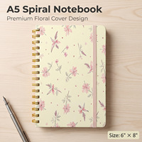 Carnet à spirale floral de haute qualité avec couverture épaisse pour étudiants, format A5, personnalisable