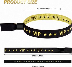 Bracelet en tissu VIP noir avec étoile, bracelets en tissu VIP pour événements, clubs - Product Image 2