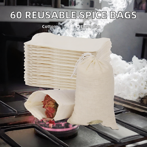 60 Bolsas de Muselina Natural Extra Grandes con Cordón para Especias, para Cocinar, Colar Sopa, Té Suelto y Hierbas - Product Image 2