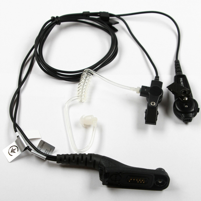 Original Motorola PMLN6129A IMPRES 2 Wire Earpiece Kit Black Acoustic Tube Earpiece with Mic PTT for DP4000 Series Radios