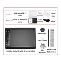 USB Dijital Tablet (Siyah)-Taşınabilir Yüksek Hassasiyetli 5080 LPI 16384 Basınç Seviyesi Model 1060 V4 Akıcı Performans