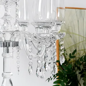 Candélabres en cristal à bras multiples pour centres de Table de mariage, décoration de Table, vente en gros, en vrac, taille personnalisée 100cm 230cm Acceptable