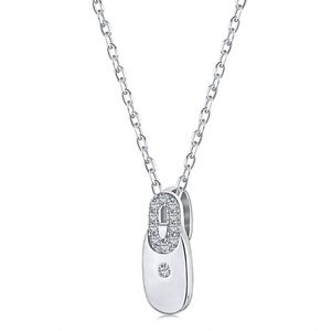 Dylam Minimalist Customised Diamond Pendant Solid 925 Sterling <b>Silver</b> Inlay 5a Zircon Safety Pin Pendant Paper <b>Clip</b> Necklace - Product Image 1