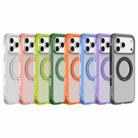 Étui de téléphone magnétique translucide mat de luxe pour iPhone 18 17 Pro Max avec support anneau métallique et boutons tactiles IA, coques de protection