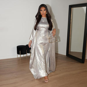Robe Abaya Modeste d'Été MQ117 pour Femmes Musulmanes, Manches Papillon, Argenté Chaud, Douce, Robe Abaya du Moyen-Orient, Robe Dubai Femme - Product Image 3