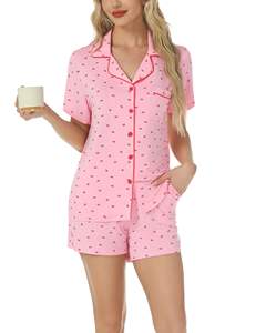 Conjunto de Pijama de Dos Piezas para <span class=keywords><strong>Mujer</strong></span>, Diseño Nuevo, Estampado, Modal, para Estar en Casa, con Solapa y Manga Corta - Product Image 5