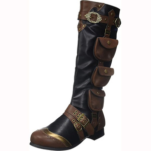 Botas Medievales Retro de Cuero PU, Disfraces de Halloween Renacentistas, Zapatos Hasta la Rodilla, Botas de Caballero de Talla Grande para Hombre - Product Image 2