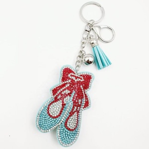 Creative Cartoon Korean Velvet Hot Diamond Embroidered Shoe Keychain Pendant <b>Leather</b> Dance Shoe Bag Hot Crystal <b>Key</b> <b>Chains</b> - Product Image 4