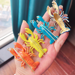 จี้เปลือกไข่กุ้งล็อบสเตอร์ขนาดใหญ่เคลือบสีทอง18K เซอร์คอนชุบเงินแท้อุปกรณ์สำหรับ R01 - Product Image 2