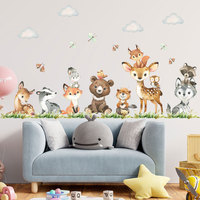 Pegatinas de Pared de PVC Impermeables con Dibujos Animados 3D de Animales del Bosque, Calcomanías con Acabado Mate para la Habitación de Bebés y Niños, Decoración del Hogar