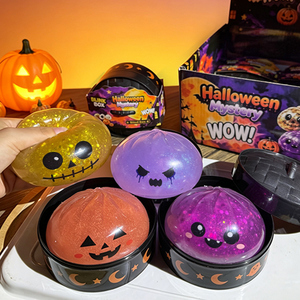 Juguete Blandito de Calabaza con Purpurina de Halloween, Pelota Transparente Antiestrés para Apretar, Juguete Sensorial de Cara de Fantasma Espeluznante, Regalo para Fiestas - Product Image 5