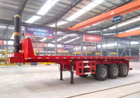 Semi-remorque porte-conteneurs à trois essieux, pliable à l'arrière, en acier, 60T, Chine, 12 R22.5, Nouveauté, Vente Flash