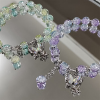 Cristal Glaçure Perlé Bracelet Bijoux Diamant Papillon Charme Perles Bracelet Fantaisie Popcorn Craquelé Cristal Perles Bracelet