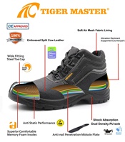 Zapatos de Seguridad Tiger Master para Hombre, Económicos, con Puntera de Acero, Resistentes a Pinchazos, de Cuero Negro, Resistentes al Aceite y al Ácido, Antideslizantes, para Obras de Construcción