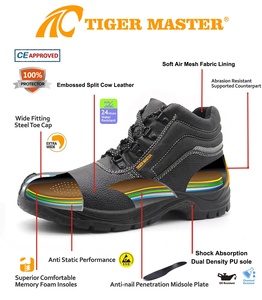 <span class=keywords><strong>Chaussures</strong></span> de sécurité pour hommes Tiger Master, résistantes à l'huile et aux acides, antidérapantes, en cuir noir, avec embout en acier, anti-perforation, bon marché, pour chantier - Product Image 5