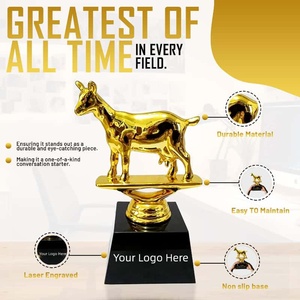 Grande premio del torneo di Baseball di Golf di capra di fantasia con Base in legno per la libreria da scrivania o trofeo dell'armadietto da esposizione - Product Image 2