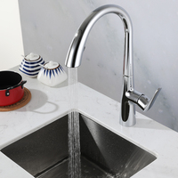 Robinet de cuisine monocommande ELOILO en alliage de zinc, finition or brossé, mitigeur chaud/froid avec douchette extractible flexible