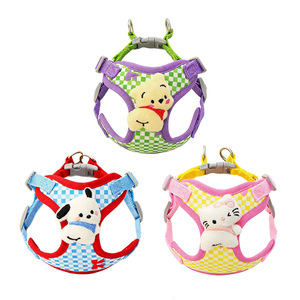 Cartoon Pet <b>Harness</b> Plaid Adjustable Breathable Comfortable For Dog Cat Chest Strap - Product Image 5