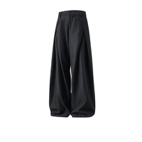 Pantalon habillé décontracté rétro tendance pour homme, plissé, texturé, coupe droite, poids moyen, long