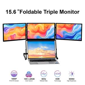Monitor de extensión de pantalla portátil, monitor triple de 15,6 pulgadas, pantalla portátil plegable, monitor externo para ordenador portátil de 13,3-16 pulgadas - Product Image 5
