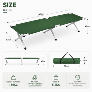 Factory Price Portable Outdoor Folding Camping Bed With Lightweight Adjustable Bunk Single Aluminum Bed Camp <b>Cot</b> YTLB0 - Product Image 2