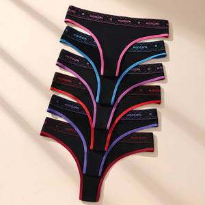 Ropa interior <span class=keywords><strong>de</strong></span> algodón <span class=keywords><strong>de</strong></span> tiro bajo sin costuras para mujer europea americana, calzoncillos finos para todos los días, Bikini, cintura tejida sólida para deportes - Product Image 3
