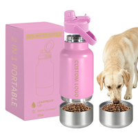 Bouteille d'eau pour animaux de compagnie en acier inoxydable 2-en-1 de 32 oz avec distributeur pour chien et chat, bouteille d'eau isolée sous vide, rapport de test REACH et LFGB