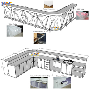 Muebles de Bar para Discoteca Corian, Barra de Bar en Forma de L, Geométrica, Moderna, de Lujo, para Yate, Resort, Restaurante, con Luces LED - Product Image 2