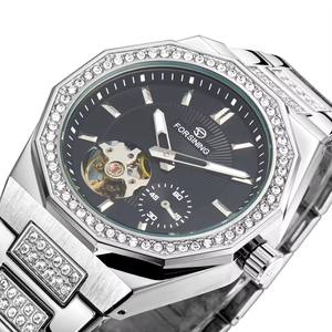 Relojes Mecánicos <span class=keywords><strong>de</strong></span> Lujo FORSINING con Esfera <span class=keywords><strong>de</strong></span> Diamantes Negros y Dorados, Reloj Automático para Hombre <span class=keywords><strong>de</strong></span> Acero Inoxidable Resistente al Agua - Product Image 5